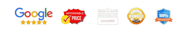 Trust Badges - Google, Affordable Price, Senior Discount, Bonded, 100% Satisfaction
