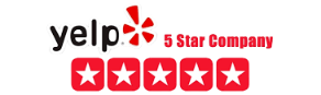 Yelp 5-star rating logo highlighting Today's Garage Door Repair Service as a top-rated company for garage door repair and installation.