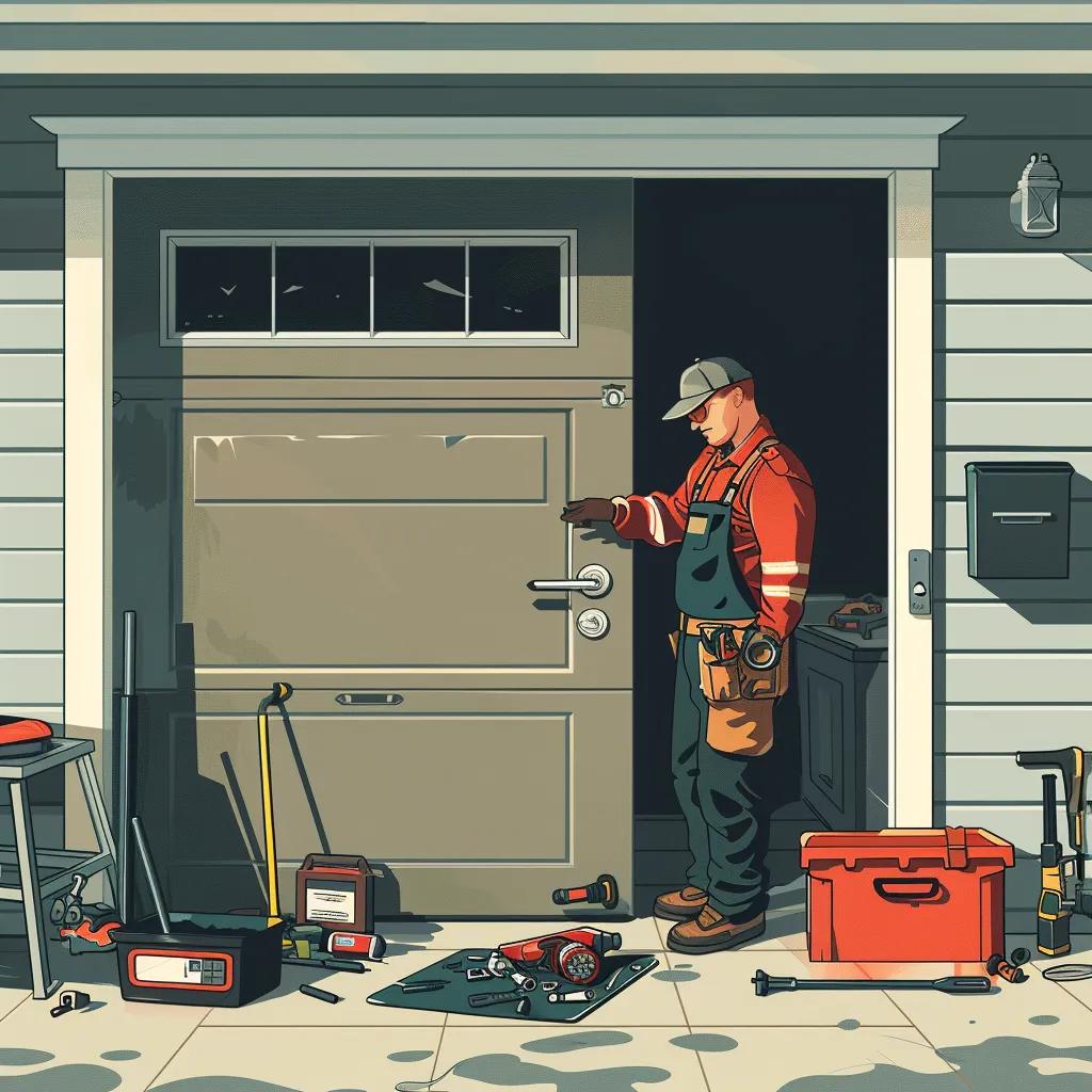 Certified garage door repairman fixing track alignment issues