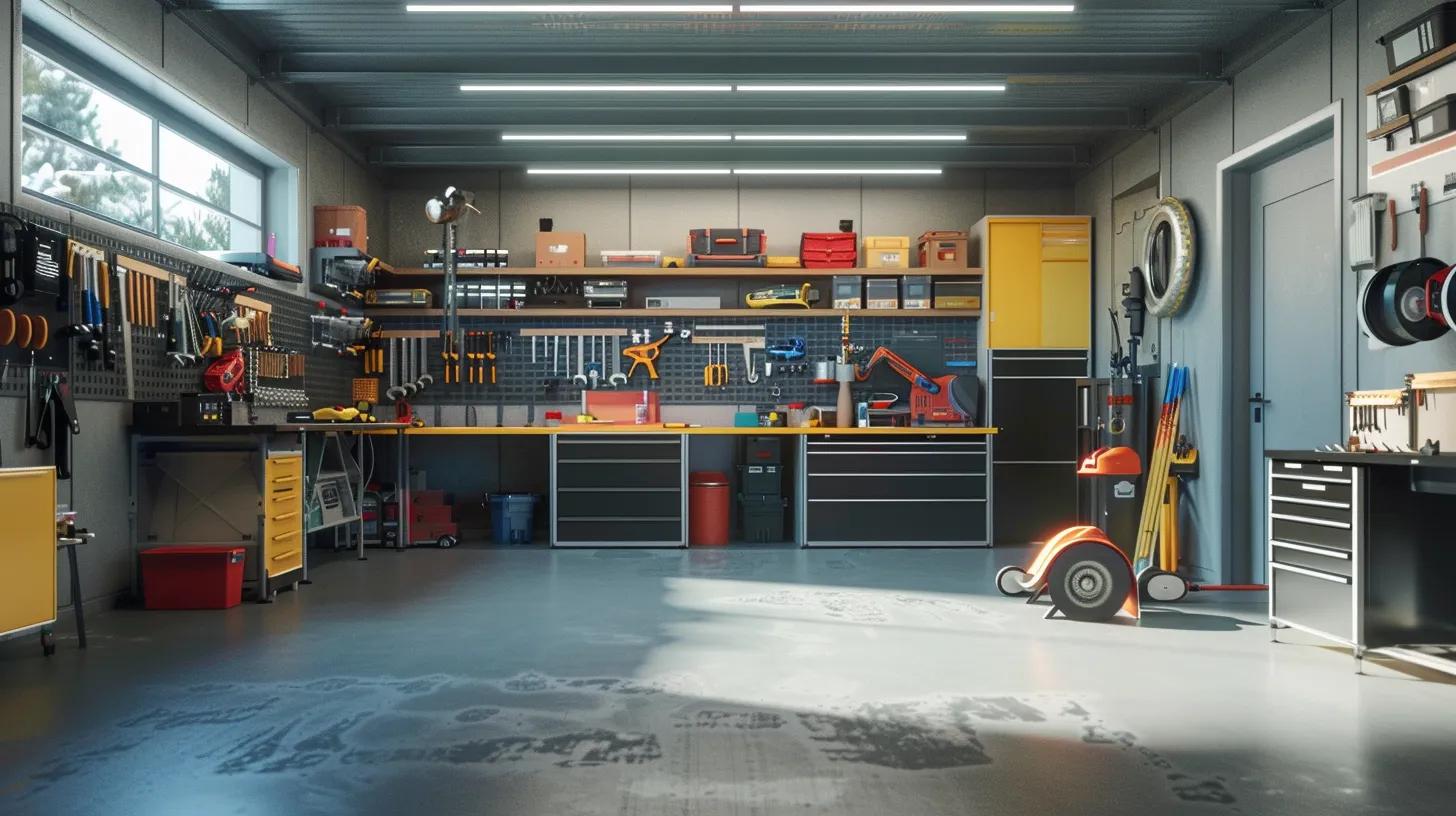 Stylish modern garage with lighting accents and organized layout