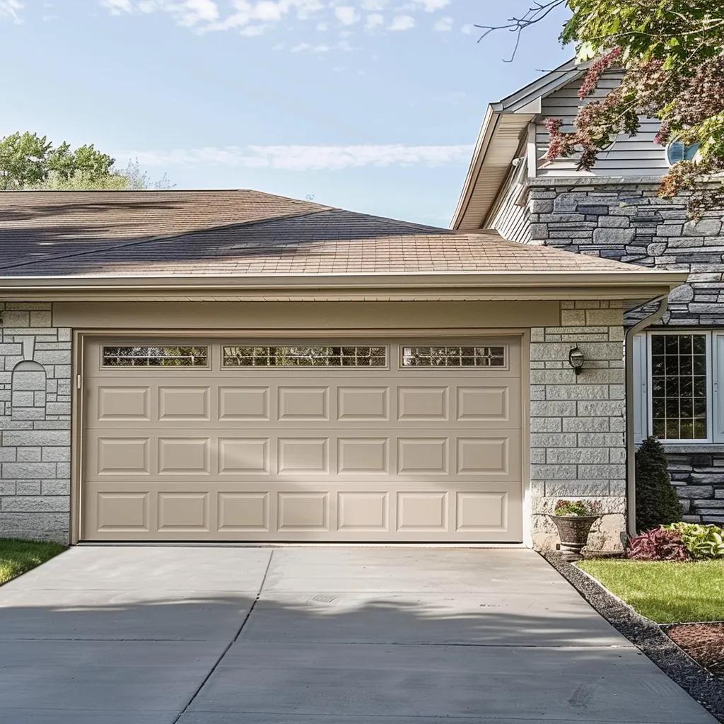 Affordable single-car garage door in a residential setting, showcasing its features