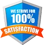 We strive for 100% satisfaction badge for Today's Garage Door Repair Service, emphasizing commitment to customer satisfaction and quality service.